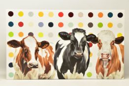 HAYLEY GOODHEAD (BRITISH CONTEMPORARY) 'DAMIEN'S HERD', a limited edition box canvas print depicting