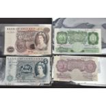 BANK OF ENGLAND BANKKNOTES, to include page Ten pounds 1971 B70, Hollomm Five pounds A59 1963,