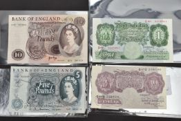 BANK OF ENGLAND BANKKNOTES, to include page Ten pounds 1971 B70, Hollomm Five pounds A59 1963,