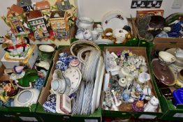 SIX BOXES AND LOOSE CERAMICS AND GLASSWARES, to include six boxed Willow Hall Teapot Collection