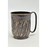 A SILVER CHRISTENING CUP, stop reeded design with a personal engraving reads 'Kathleen Cresham