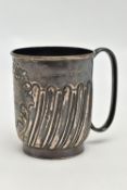 A SILVER CHRISTENING CUP, stop reeded design with a personal engraving reads 'Kathleen Cresham