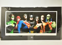 ALEX ROSS (AMERICAN CONTEMPORARY) 'ORIGINAL SEVEN' portraits of Green Lantern, Flash, Superman,