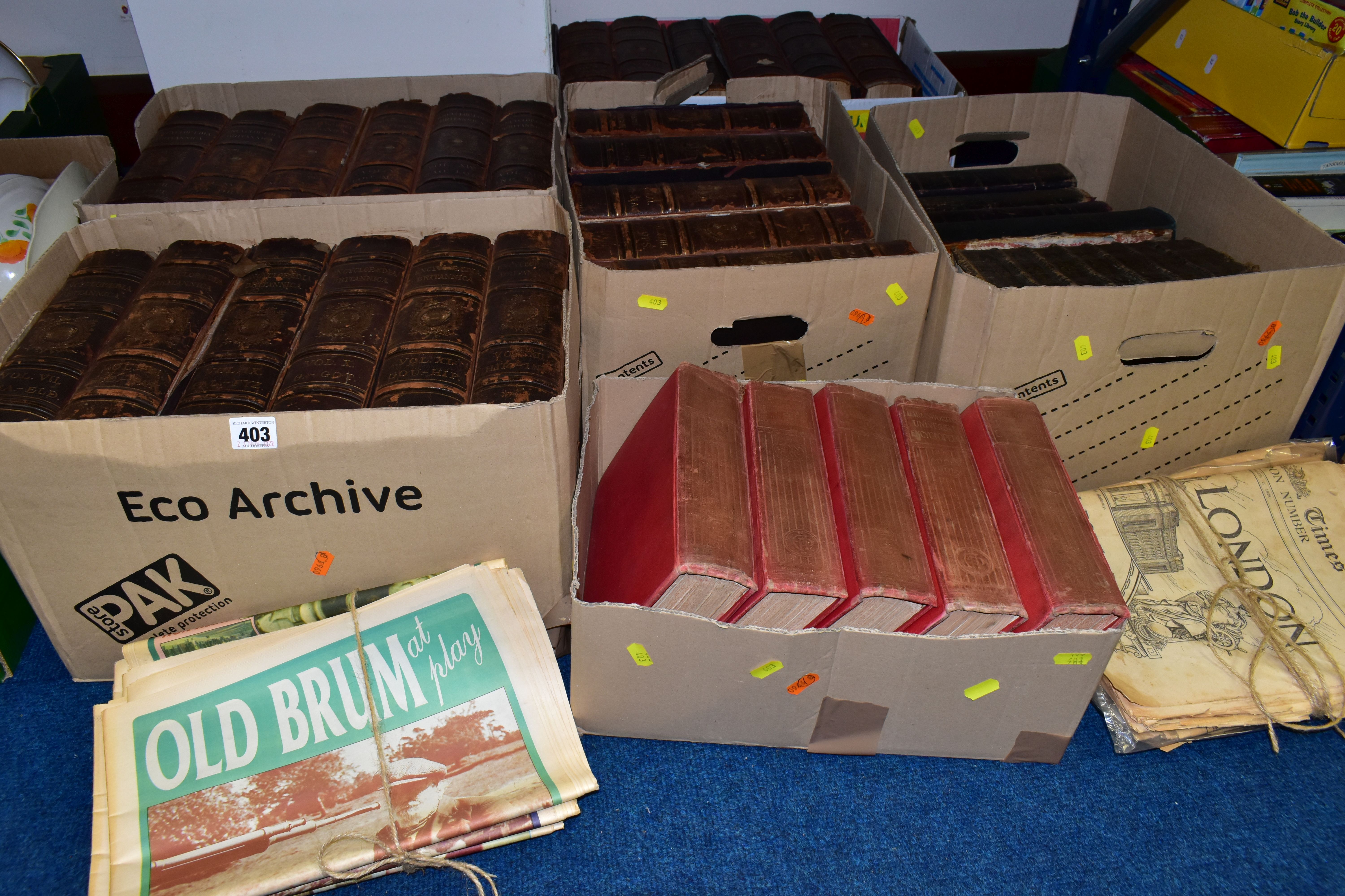 BOOKS, six boxes containing approximately thirty-two Encyclopaedic titles including twenty-three