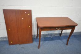 AN CHERRYWOOD EXTENDING DINING TABLE, that folds out from a tea table, with two additional leaves,