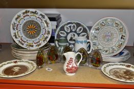 A GROUP OF COLLECTABLE PLATES AND WEDGWOOD 'STAINED GLASS' CHRISTMAS ANGEL PAPERWEIGHTS,