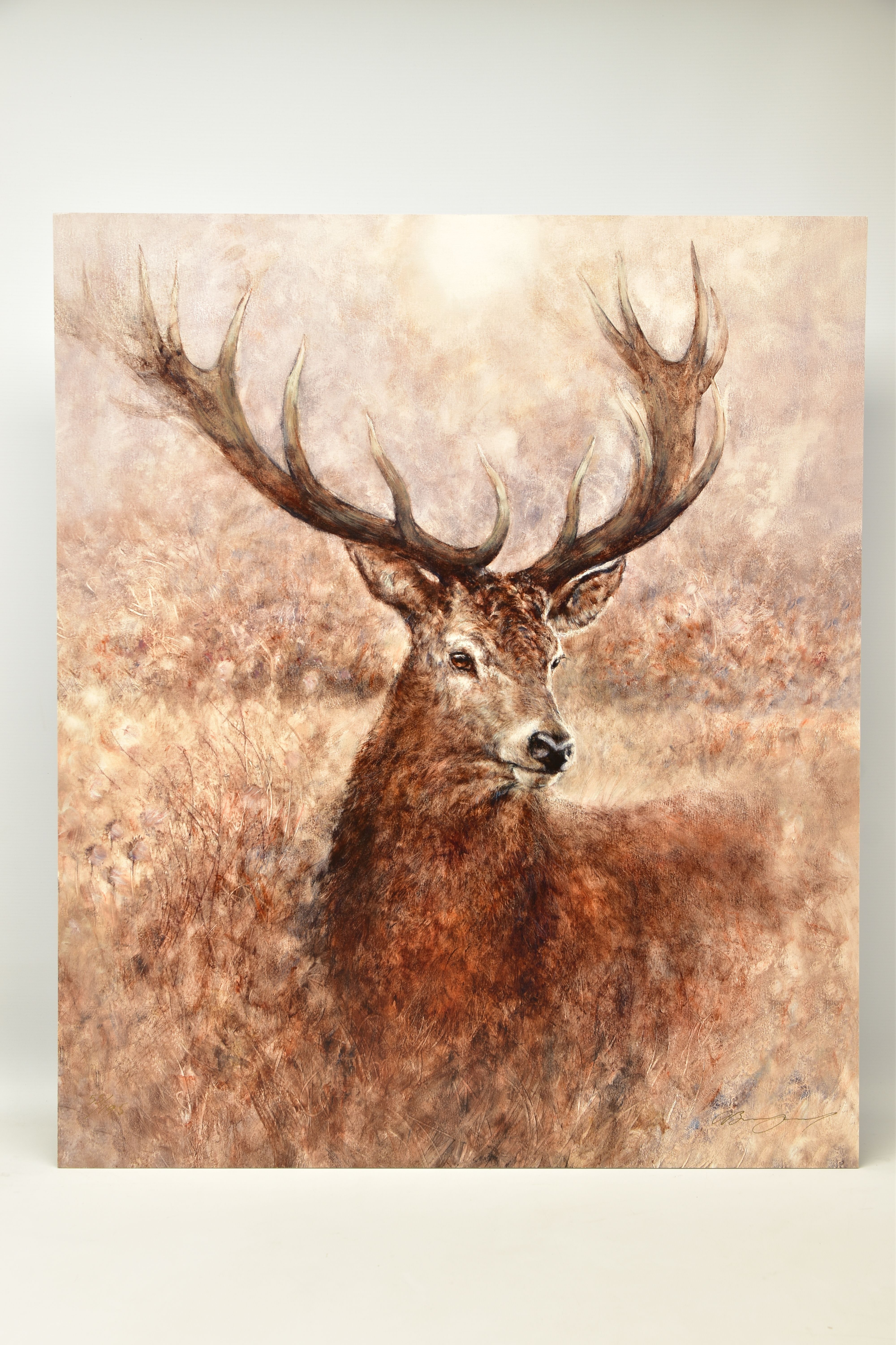 GARY BENFIELD (BRITISH CONTEMPORARY) 'NOBLE' a signed limited edition print of a stag, 55/195,