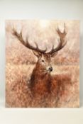 GARY BENFIELD (BRITISH CONTEMPORARY) 'NOBLE' a signed limited edition print of a stag, 55/195,