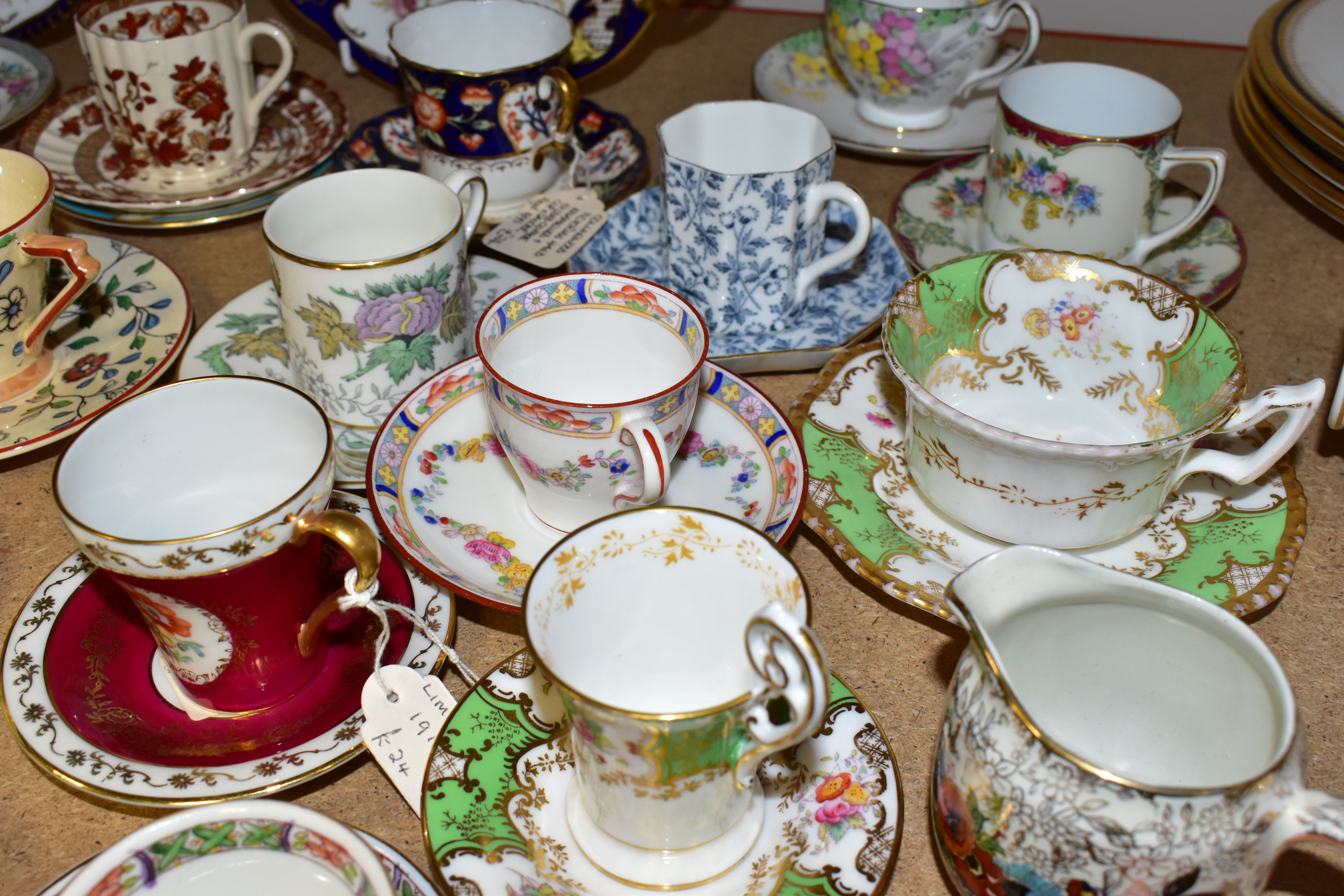 TWENTY SIX ASSORTED COFFEE CUPS AND SAUCERS, comprising a Coalport bread and butter plate hand - Image 3 of 11