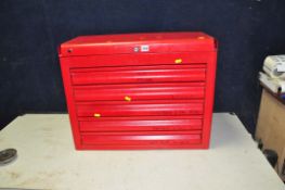 A PRESSED METAL ENGINEERS TOOLBOX (matching 1051) with 5 drawers and lidded top storage containing a