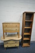 A 20TH CENTURY OAK CHEST OF TWO DRAWERS, width 75cm x depth 44cm x height 76cm, a kidney dressing