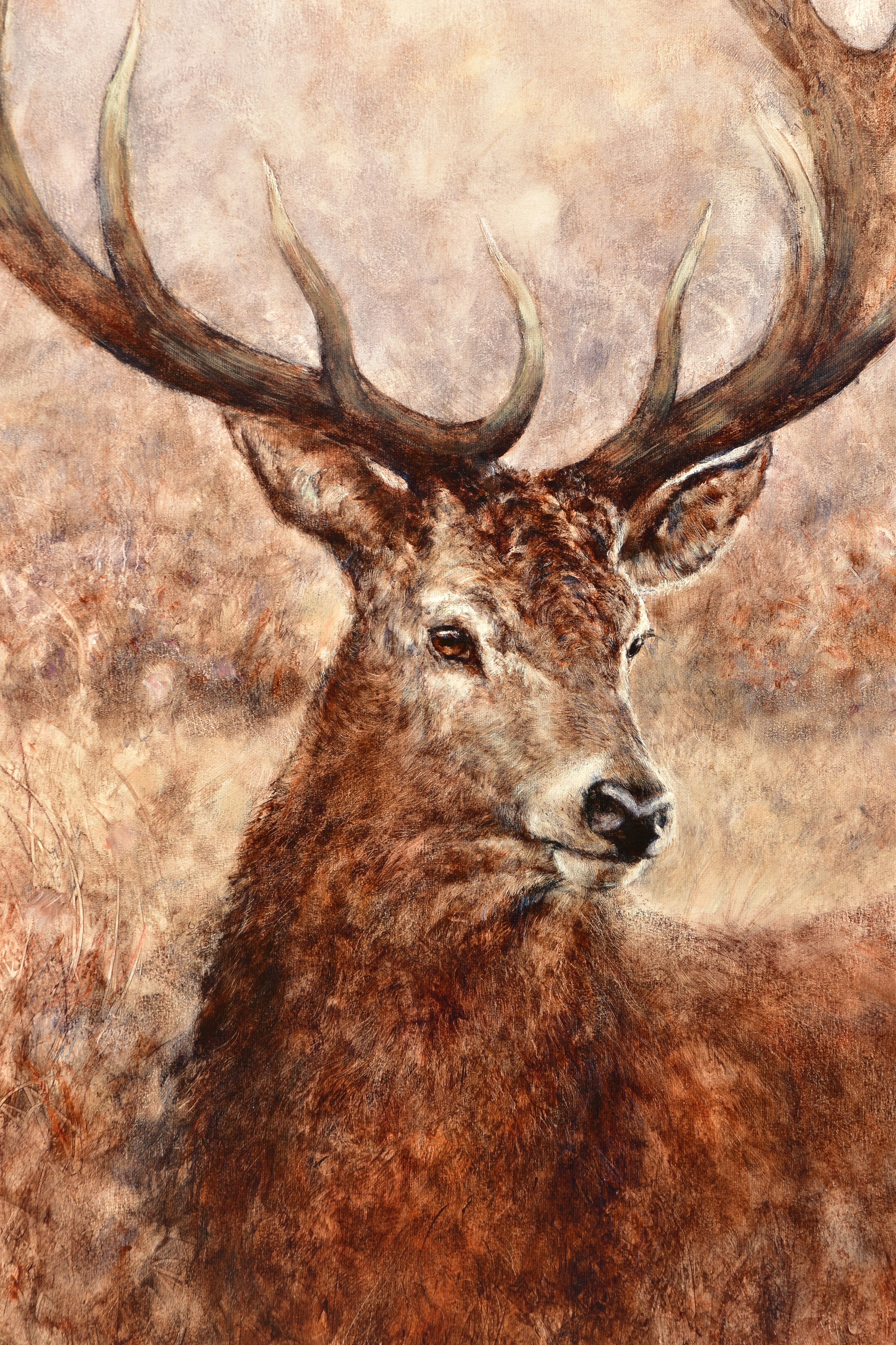 GARY BENFIELD (BRITISH CONTEMPORARY) 'NOBLE' a signed limited edition print of a stag, 55/195, - Image 2 of 6