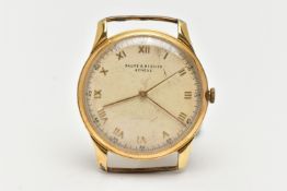AN 18CT GOLD 'BAUME & MERCIER GENEVE' WATCH HEAD, manual wind, round cream dial signed 'Baume &