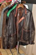 NINE ITEMS OF MEN'S VINTAGE CLOTHING, comprising a green and black Mallory Park waterproof jacket, a