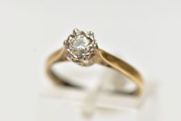 AN 18CT GOLD, SINGLE STONE DIAMOND RING, illusion set round brilliant cut diamond, estimated diamond