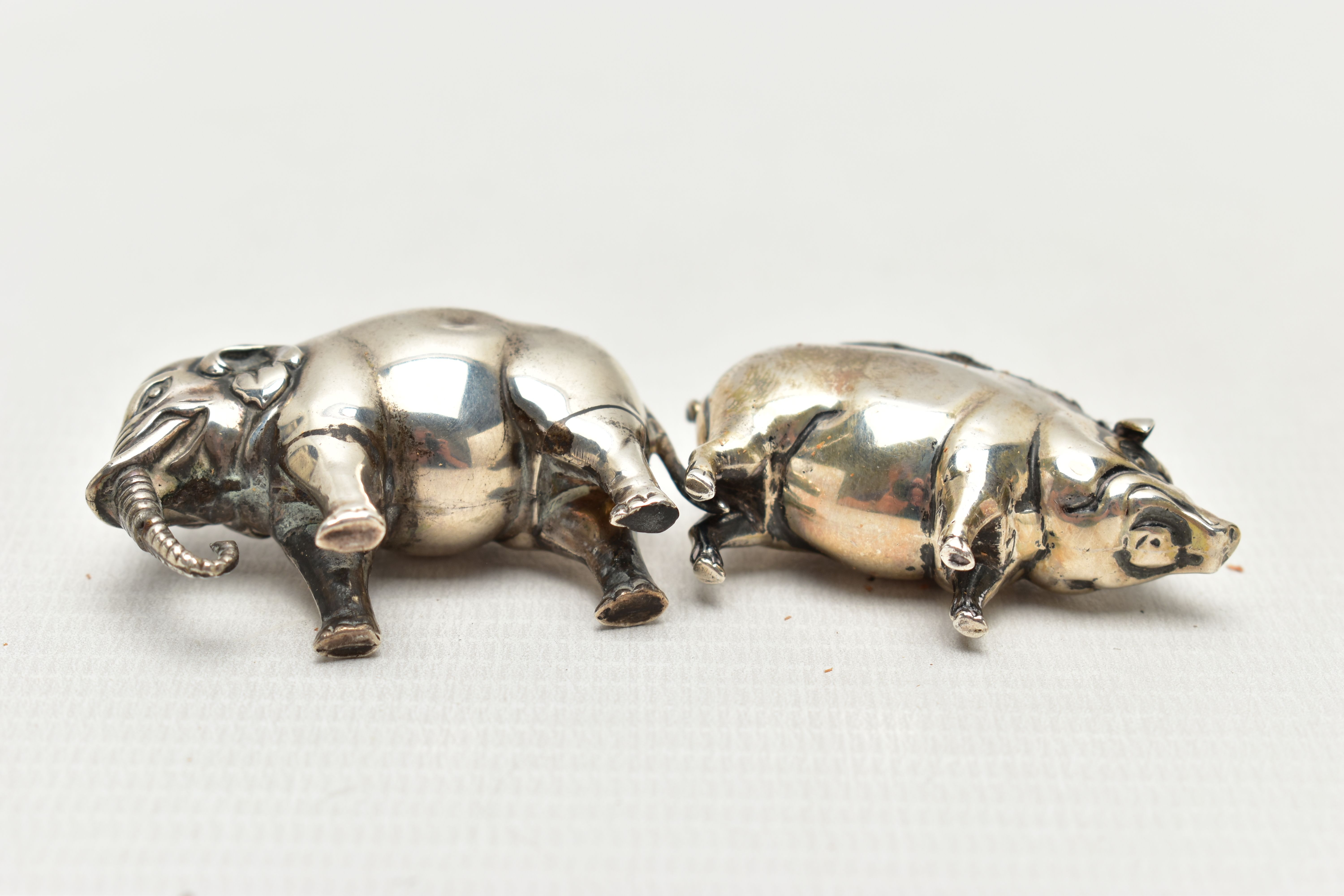 TWO EDWARDIAN SILVER PIN CUSHIONS, the first a small silver pig, approximate dimensions height - Image 3 of 3