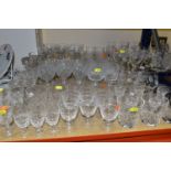 A QUANTITY OF CUT CRYSTAL DRINKING GLASSES, comprising six Stuart Crystal 'Cascade' pattern wine