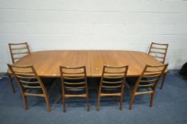 A GUDME MOBELFABRIK DANISH TEAK EXTENDING DINING TABLE, with two additional leaves, extended