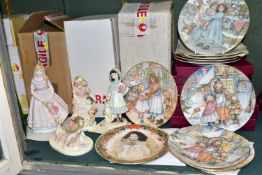 A GROUP OF COALPORT AND ROYAL WORCESTER FIGURINES AND COLLECTORS PLATES DEPICTING CHILDREN, in NSPCC
