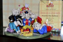 A BOXED ROYAL DOULTON RUPERT BEAR LIMITED EDITION FIGURE GROUP, Rupert's Toy Railway RB1, numbered