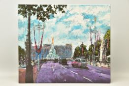 TIMMY MALLETT (BRITISH CONTEMPORARY) 'CELEBRATING ON THE MALL, a signed limited edition box canvas