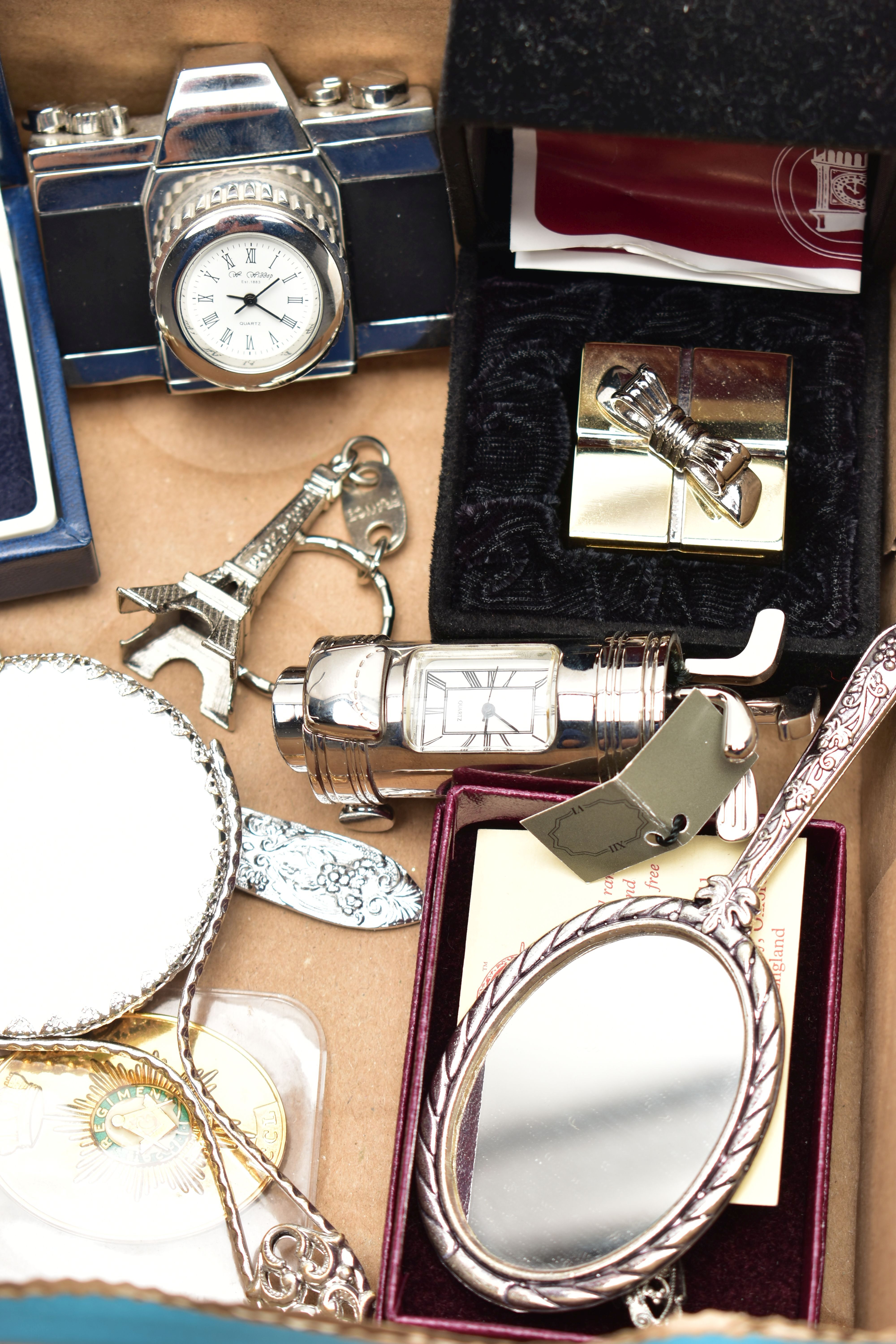 A BOX OF MISCELLANEIOUS ITEMS, to include a silver gilt masonic medal with ribbon, decorated with - Image 4 of 4