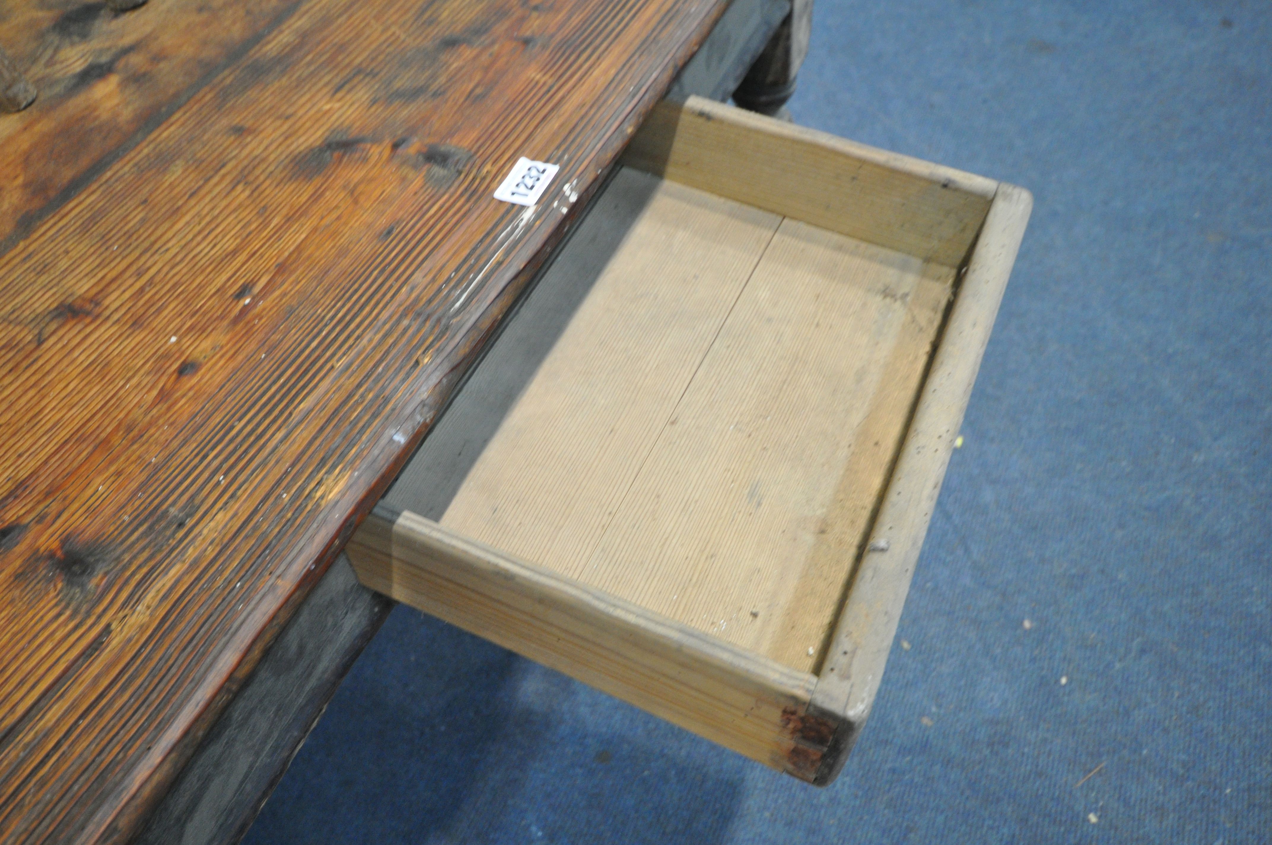 A VICTORIAN PINE KITCHEN TABLE, length 112cm x depth 93cm x height 74cm, and four country kitchen - Image 4 of 4
