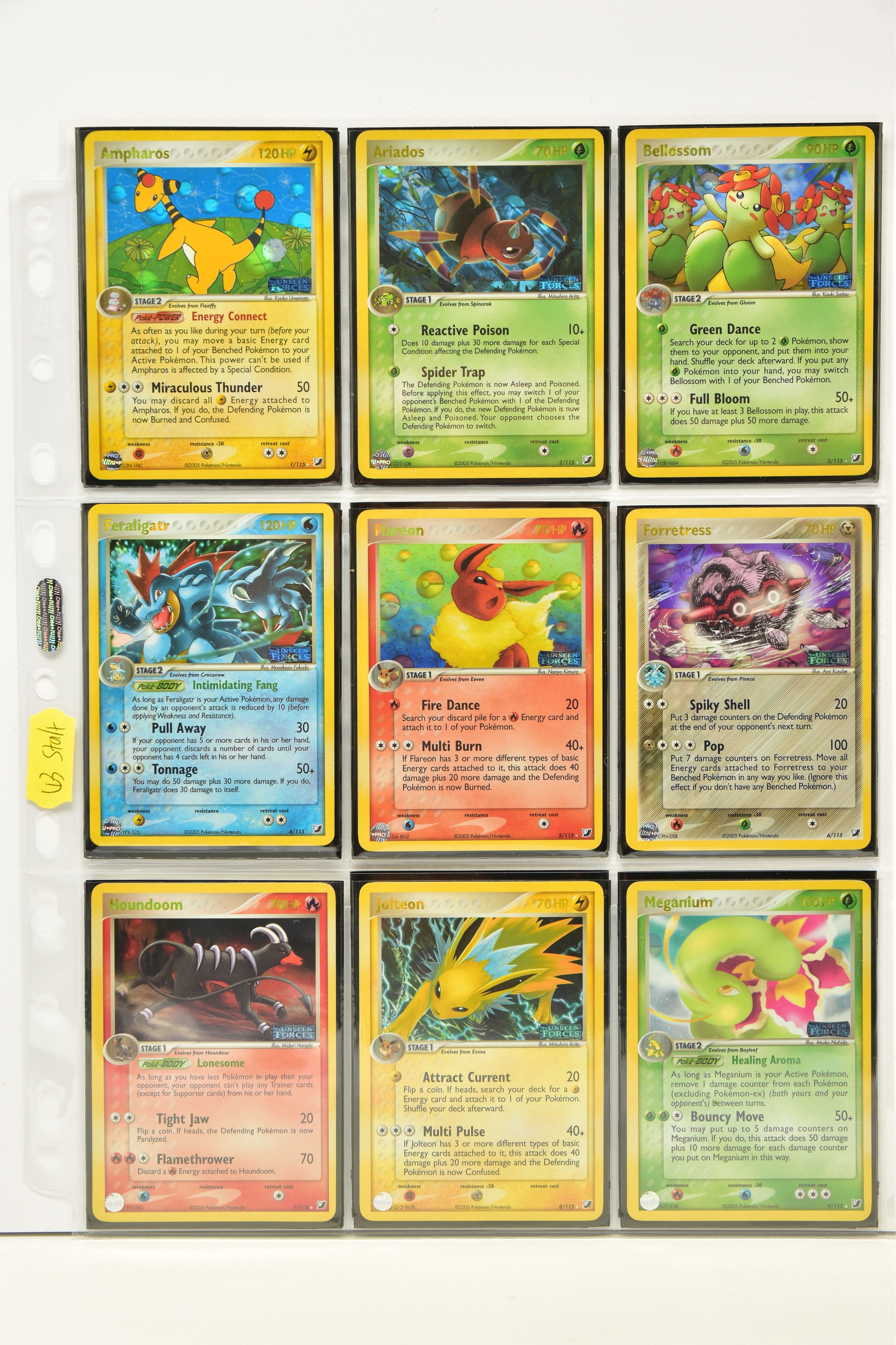 COMPLETE POKEMON EX UNSEEN FORCES REVERSE HOLO SET, all cards are present (cards 101-117 and Unown