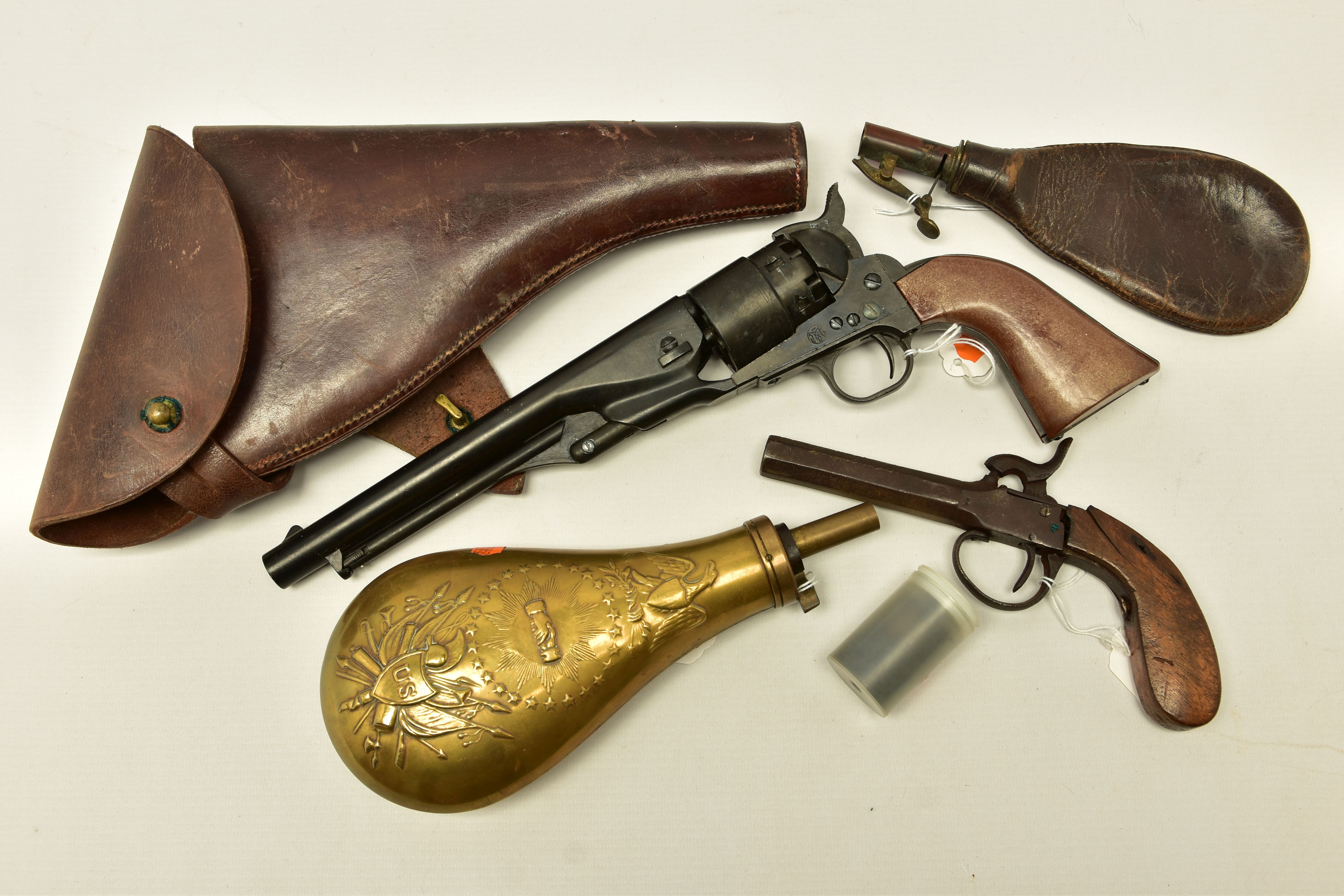 A LEATHER HOLSTER FOR A .455 WEBLEY & SCOTT REVOLVER stamped R.W. STIBY 1917, together with an