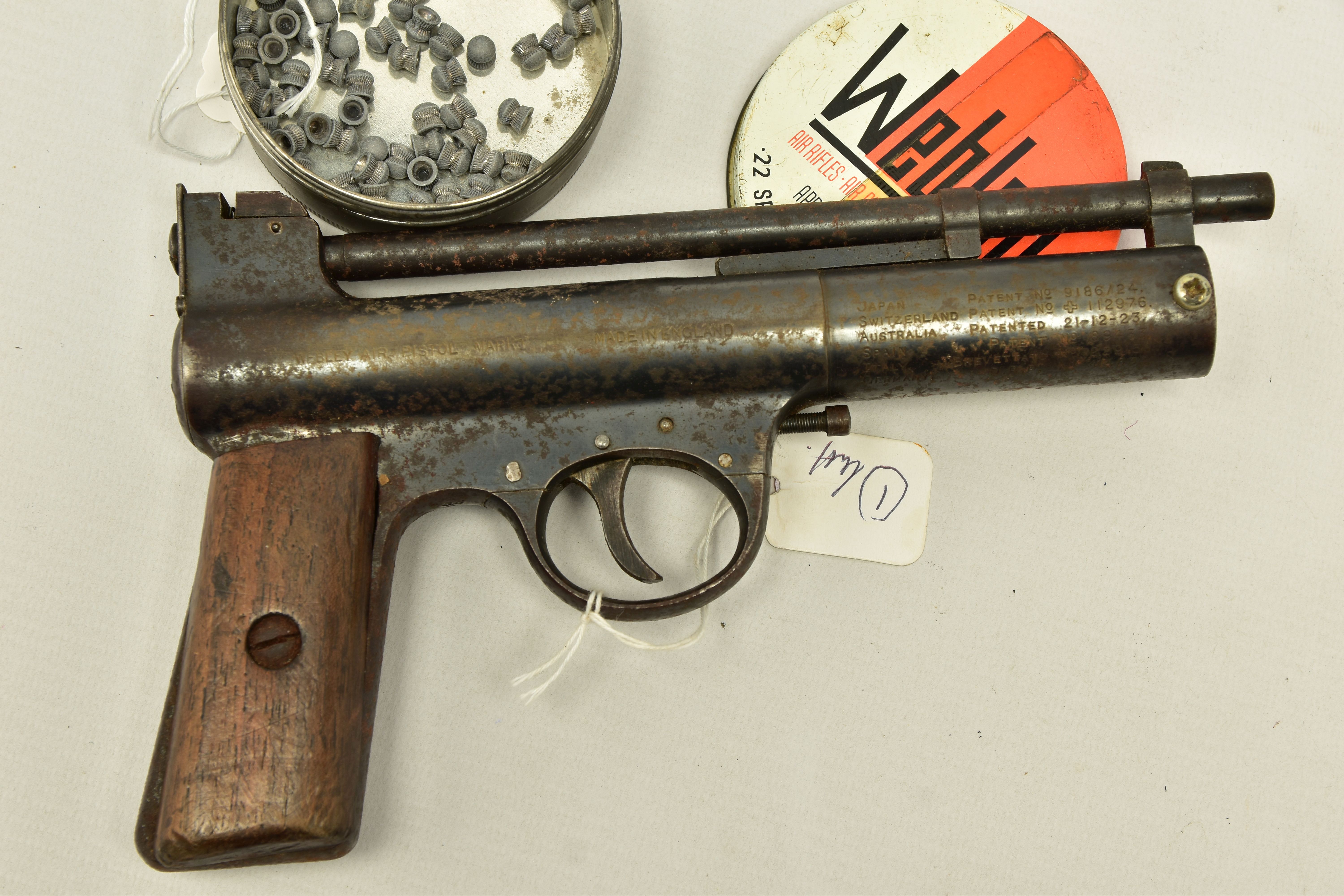 A .22 WEBLEY & SCOTT MK 1 AIR PISTOL, pre WWII, serial number 18387, in working order but with - Image 2 of 8