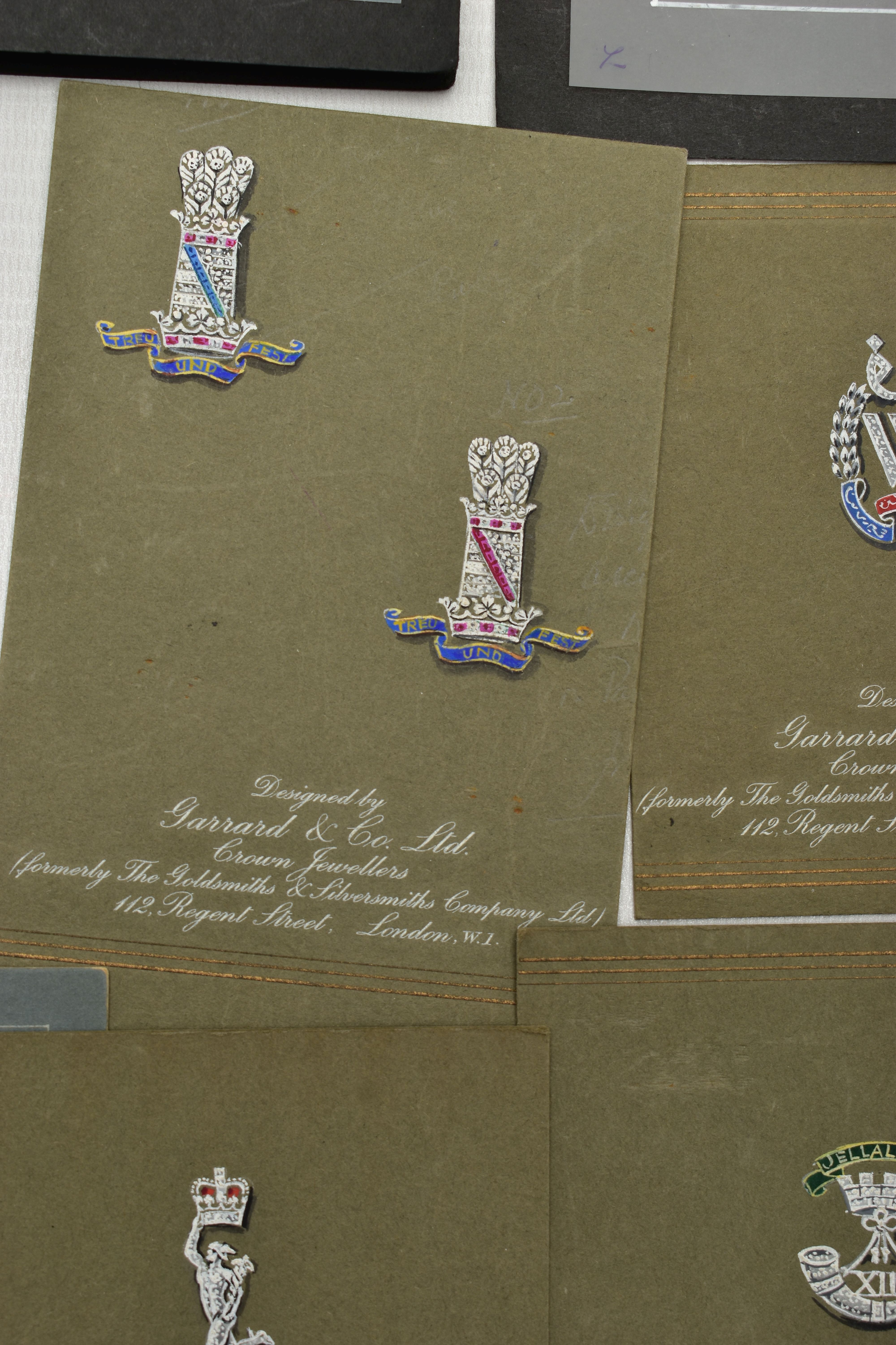 A COLLECTION OF 'GARRARD & CO LTD' EARLY TO MID 20TH CENTURY GOUACHE JEWELLERY DESIGN ILLUSTRATIONS, - Image 8 of 12
