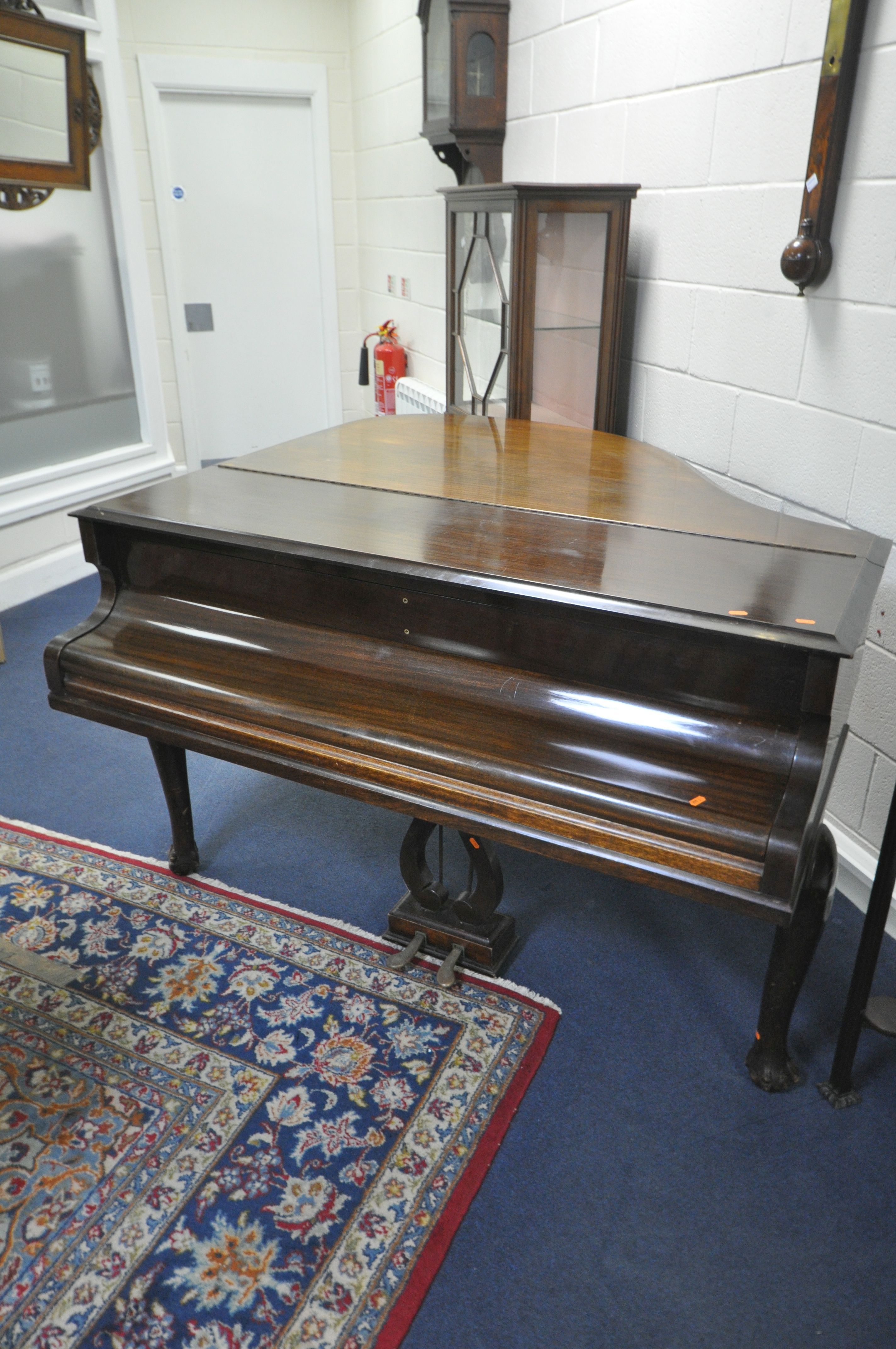 A CHALLEN MAHOGANY 4FT 7 INCH BABY GRAND PIANO, serial number 46474, bone keys, on cabriole legs, - Image 3 of 9