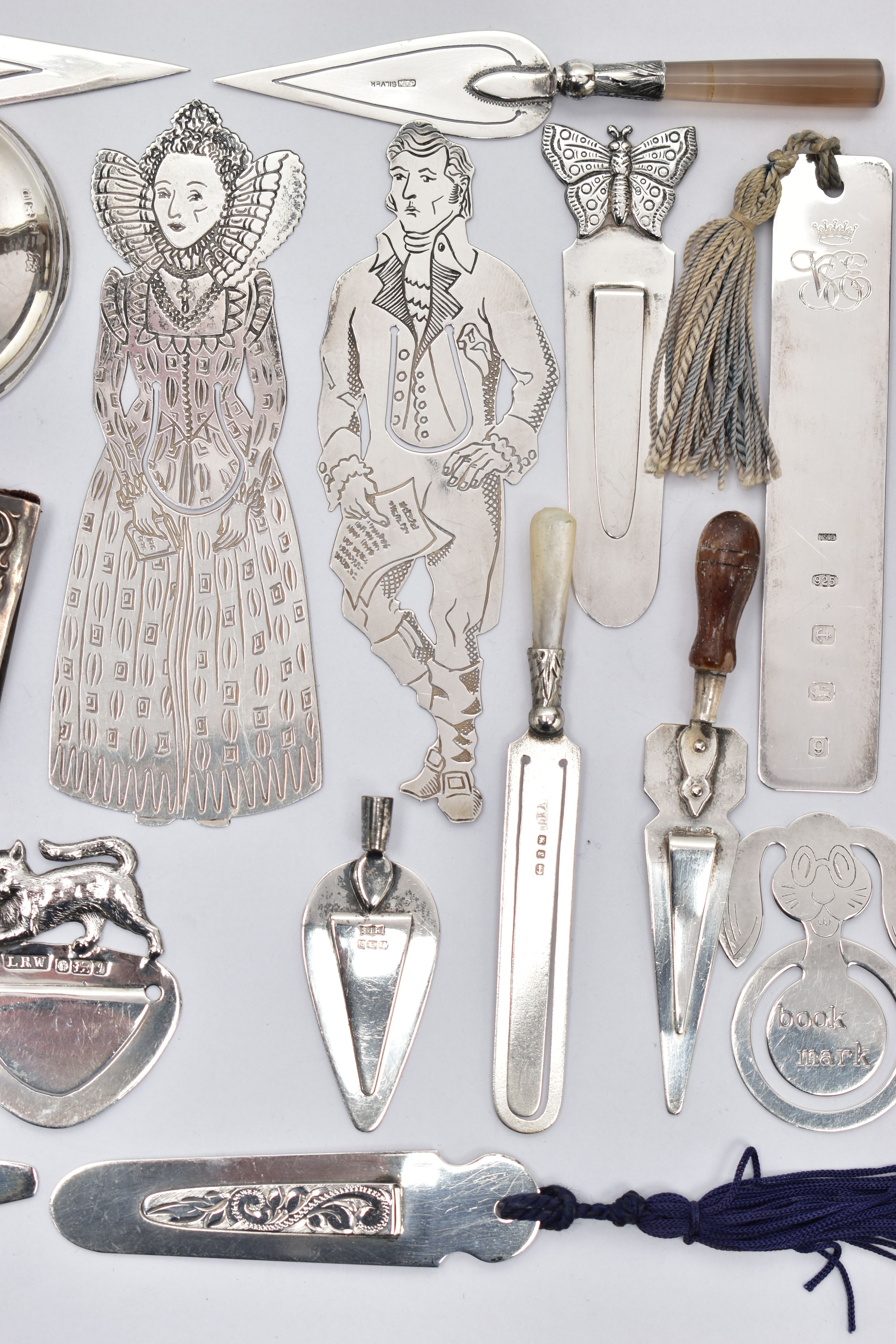 A PARCEL OF SILVER BOOK MARKS, SILVER COVERED NEEDLECASES, ETC, comprising a miniature book of - Image 6 of 9