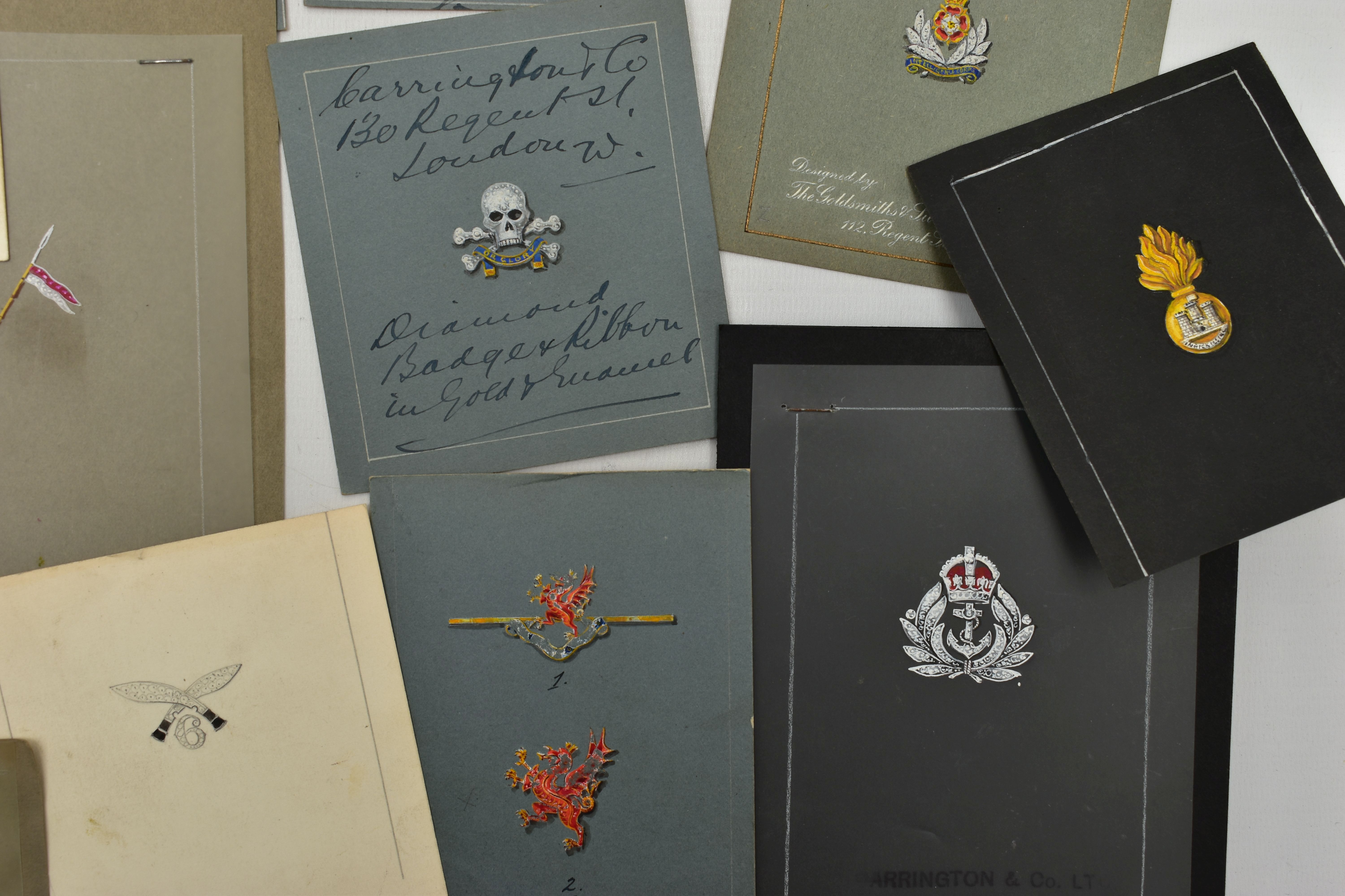 A LARGE COLLECTION OF 'CARRINGTON & CO MILITARY SILVERSMITHS' EARLY TO MID 20TH CENTURY GOUACHE - Image 4 of 13