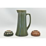 DENBAC - EARLY 20TH CENTURY FRENCH STUDIO POTTERY, comprising a tapering cylindrical form water jug,