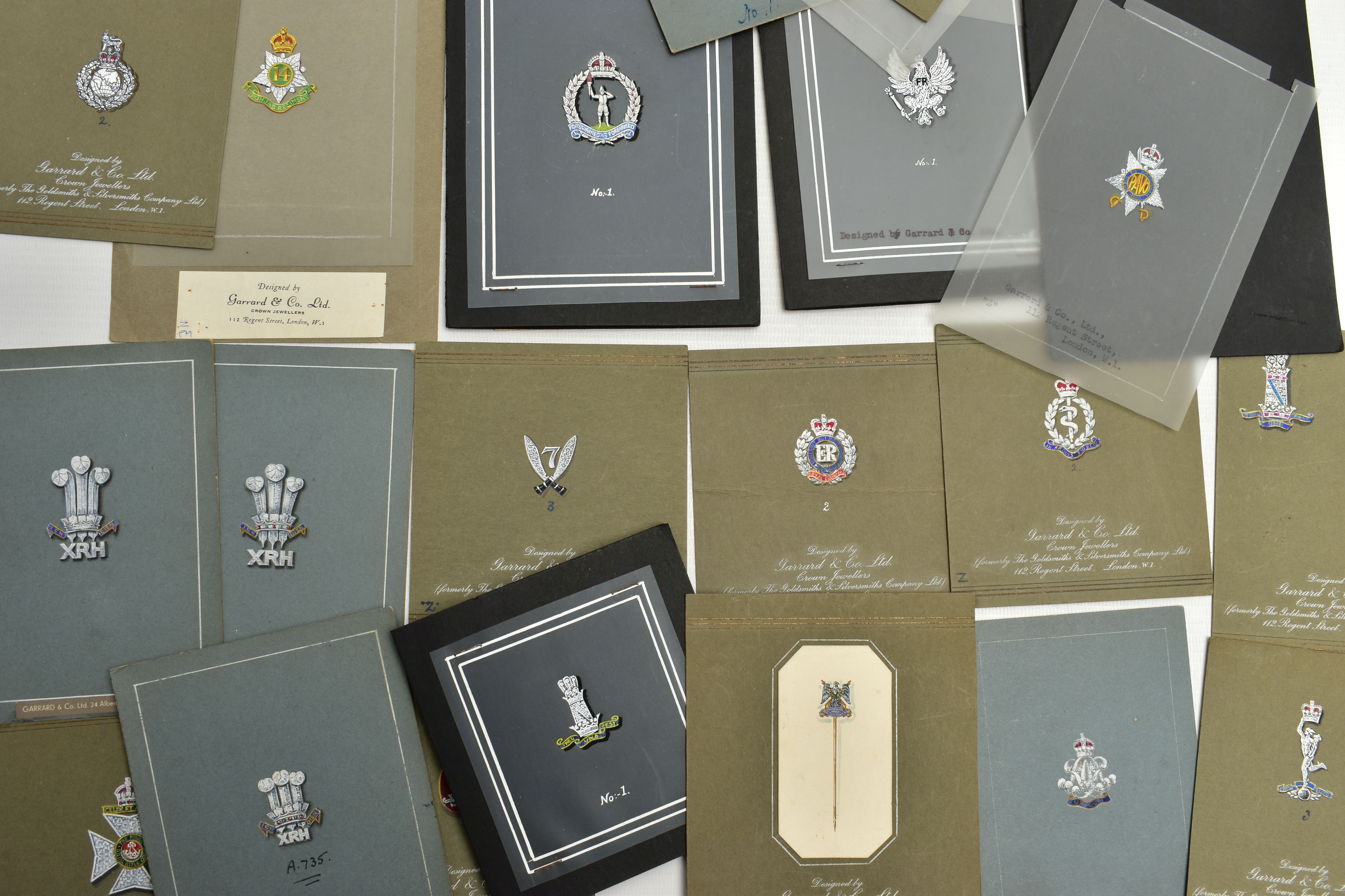 A COLLECTION OF 'GARRARD & CO LTD' EARLY TO MID 20TH CENTURY GOUACHE JEWELLERY DESIGN ILLUSTRATIONS, - Image 9 of 12