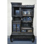 A JAPANESE MEIJI PERIOD HARDWOOD SHODONA CABINET, with an arrangement of shelves and cupboards,