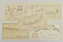 SIX 18TH CENTURY MAPS DESCRIBING CANALS AND RIVERS, comprising 'A plan of the River Salwarp and of