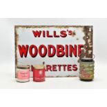 ADVERTISING INTEREST, a double sided Wills's Woodbine Cigarettes enamel sign, red and black