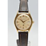 AN 18CT YELLOW GOLD VINTAGE GIRARD-PERREGAUX WRISTWATCH, the cream dial, with gilt hourly applied