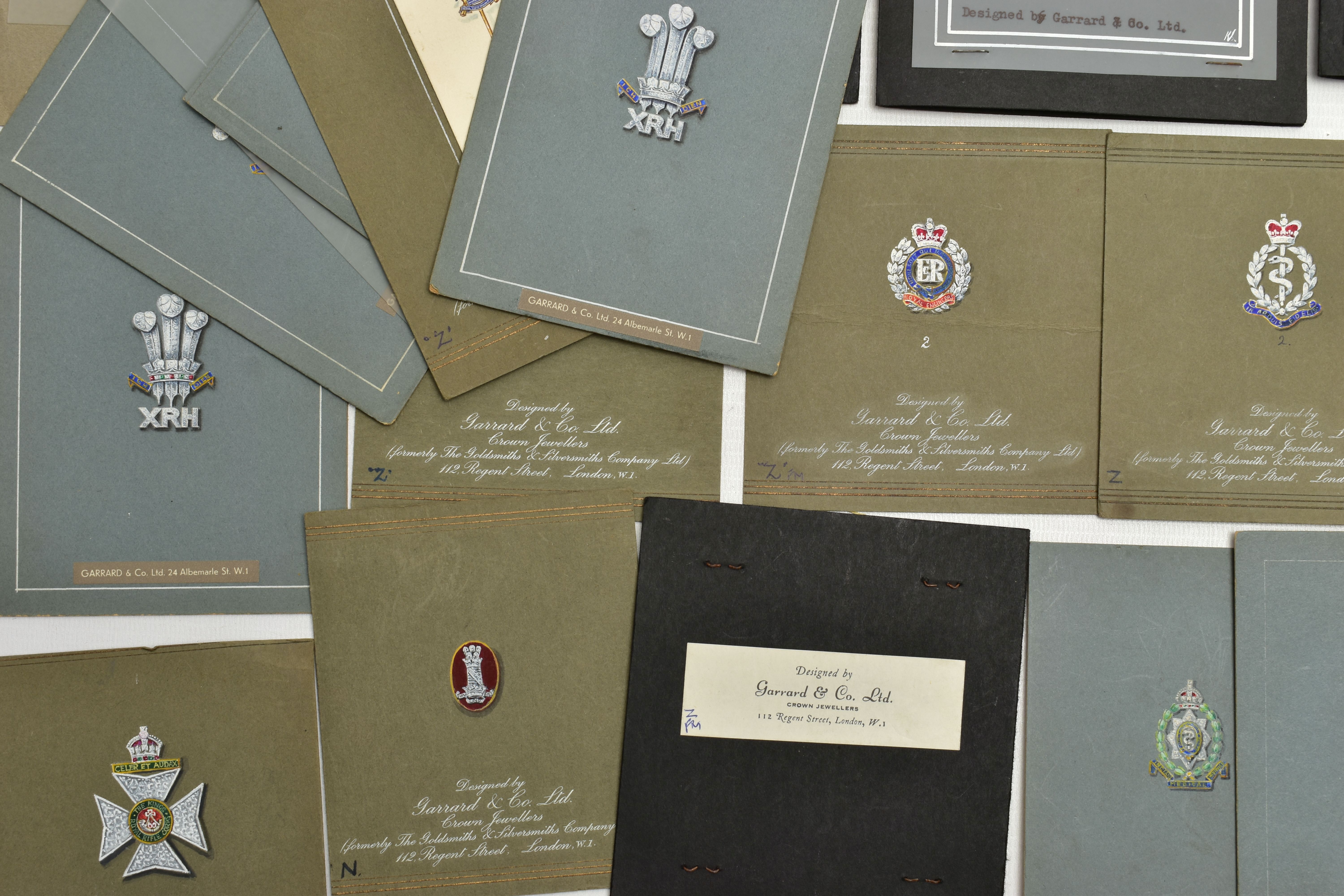 A COLLECTION OF 'GARRARD & CO LTD' EARLY TO MID 20TH CENTURY GOUACHE JEWELLERY DESIGN ILLUSTRATIONS, - Image 5 of 12