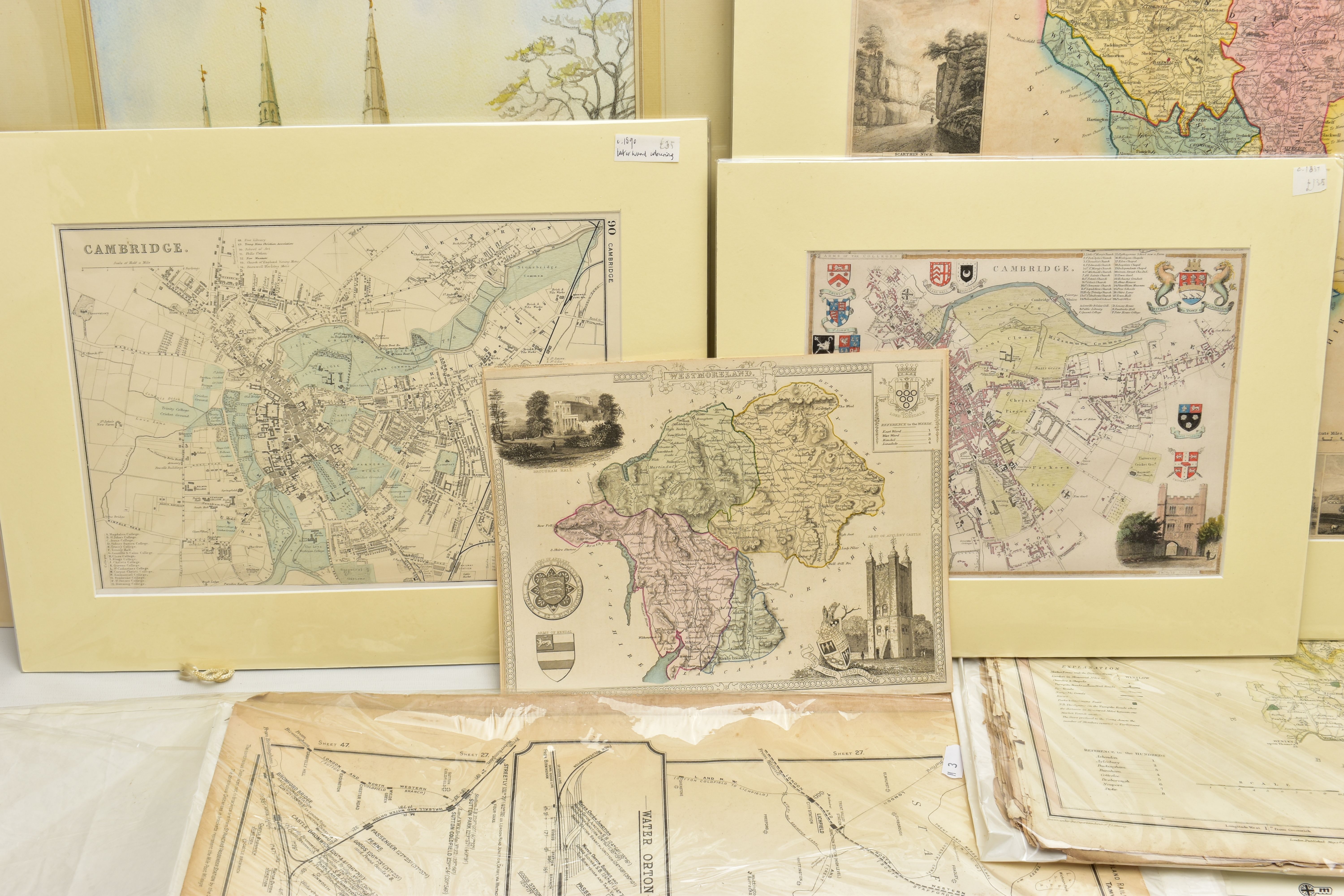 A BOX OF 19TH AND 20TH CENTURY MAPS AND BOOKS ETC, to include a leather bound Brookes's Gazetteer - Image 14 of 18