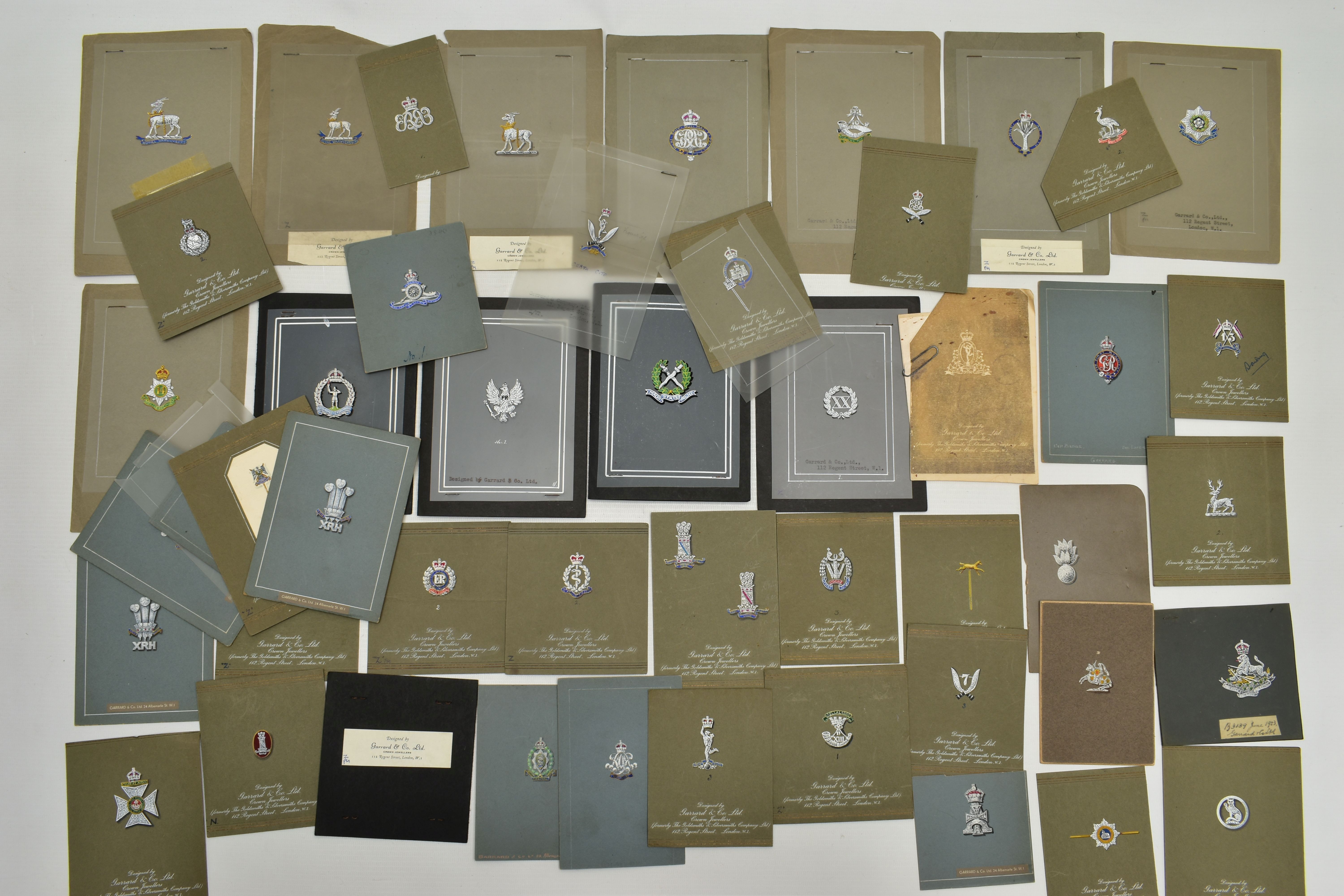 A COLLECTION OF 'GARRARD & CO LTD' EARLY TO MID 20TH CENTURY GOUACHE JEWELLERY DESIGN ILLUSTRATIONS,