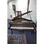 A CHALLEN MAHOGANY 4FT 7 INCH BABY GRAND PIANO, serial number 46474, bone keys, on cabriole legs,