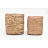 TWO ANCIENT TRADING TABLETS, the rectangular shape cuneiform tablets accompanied by a hand written