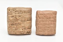 TWO ANCIENT TRADING TABLETS, the rectangular shape cuneiform tablets accompanied by a hand written