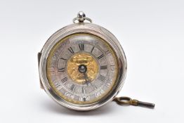 A GEORGE III SILVER 'OIGNON' PAIR CASE VERGE KEY WOUND POCKET WATCH SIGNED JOHN SHEPHERD, the silver