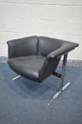 GEOFFREY D. HARCOURT FOR ARTIFORT, A MID CENTURY MODEL 042 LOUNGE CHAIR, with black leatherette