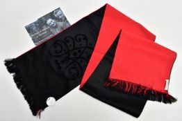 DUKE AND DUCHESS OF WINDSOR INTEREST, a French black and red silk scarf / stole with fringed ends