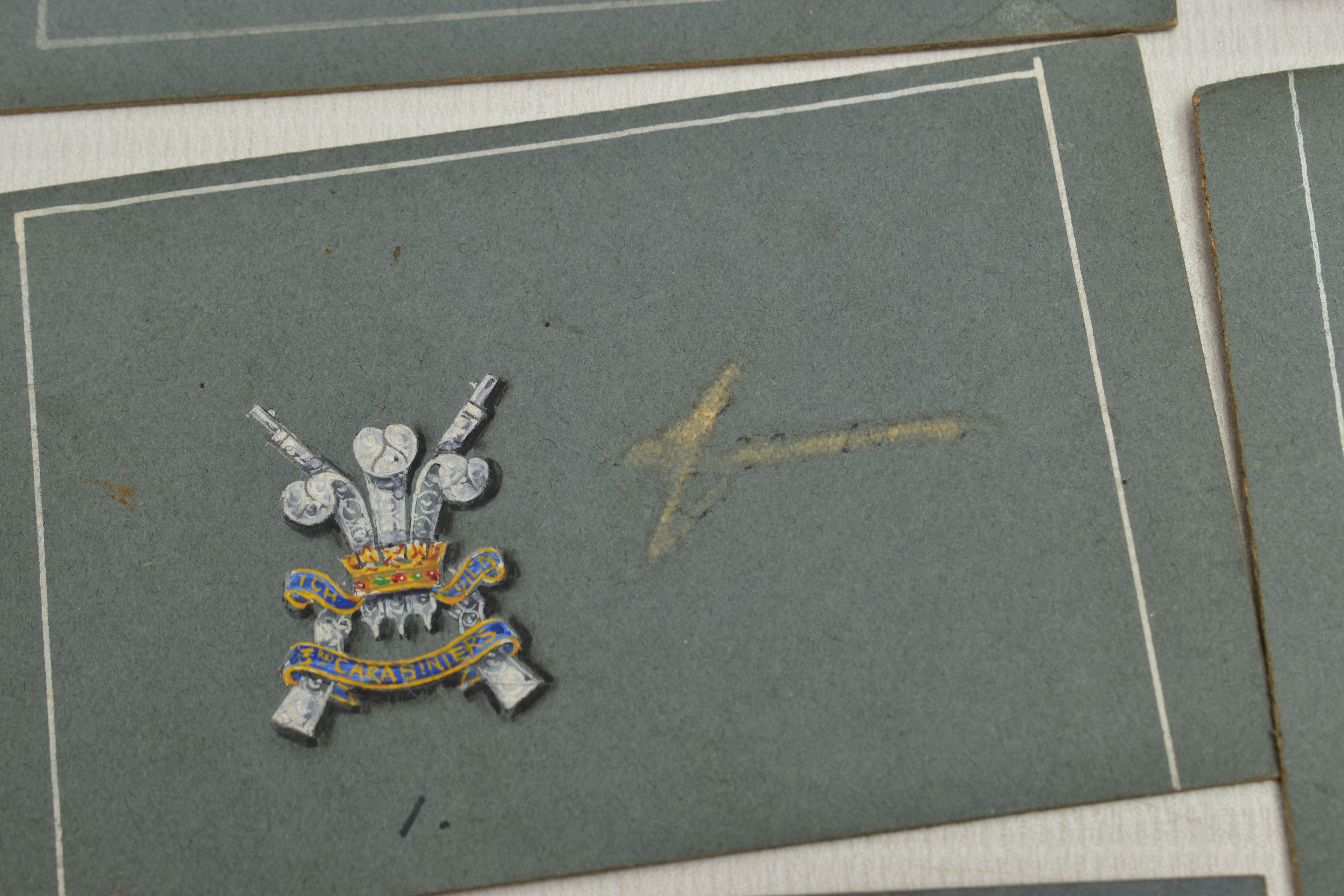 A LARGE COLLECTION OF 'CARRINGTON & CO MILITARY SILVERSMITHS' EARLY TO MID 20TH CENTURY GOUACHE - Image 7 of 13